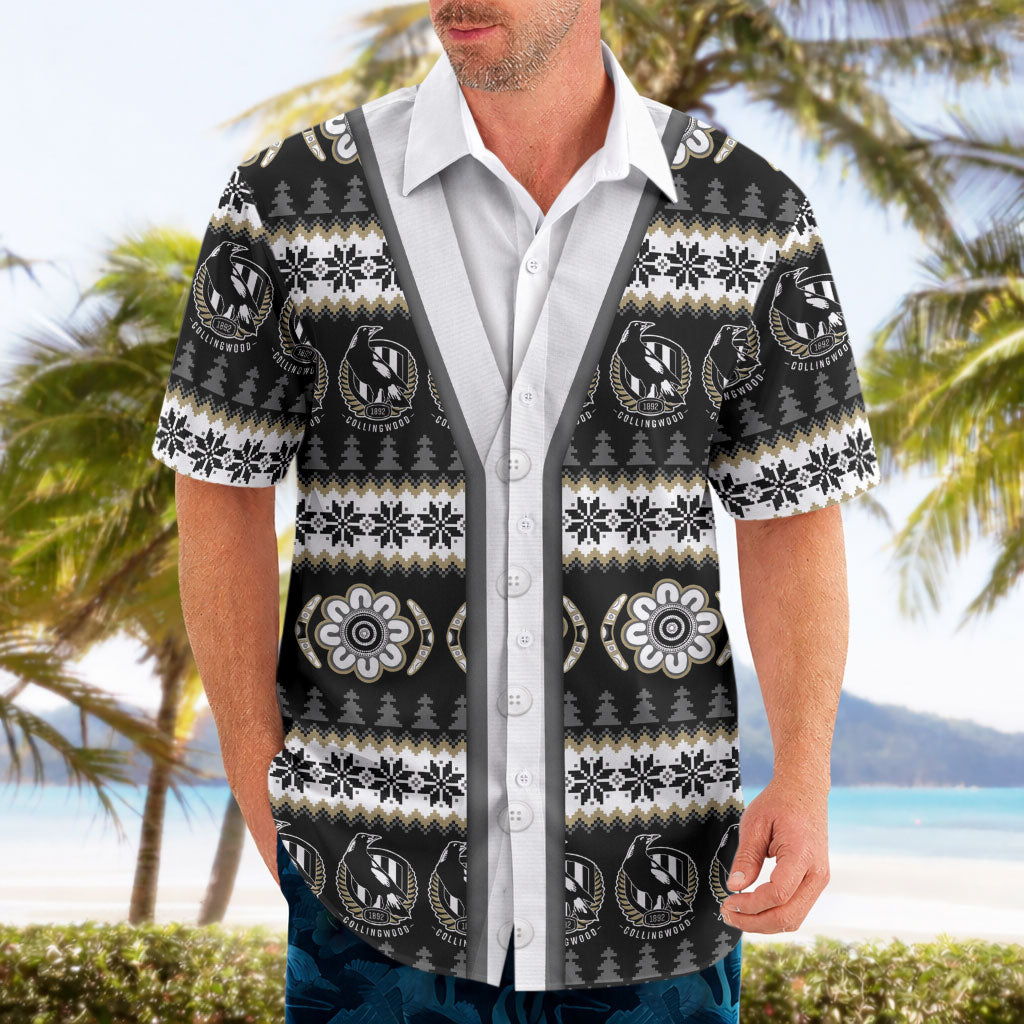 Collingwood Football Christmas Hawaiian Shirt Aboriginal Seamless Cardigan Inspired