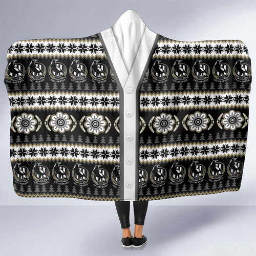 Collingwood Football Christmas Hooded Blanket Aboriginal Seamless Cardigan Inspired