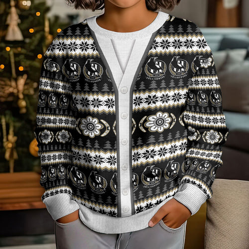 Collingwood Football Christmas Kid Ugly Christmas Sweater Aboriginal Seamless Cardigan Inspired