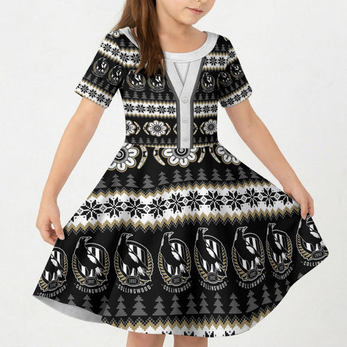 Collingwood Football Christmas Kid Short Sleeve Dress Aboriginal Seamless Cardigan Inspired