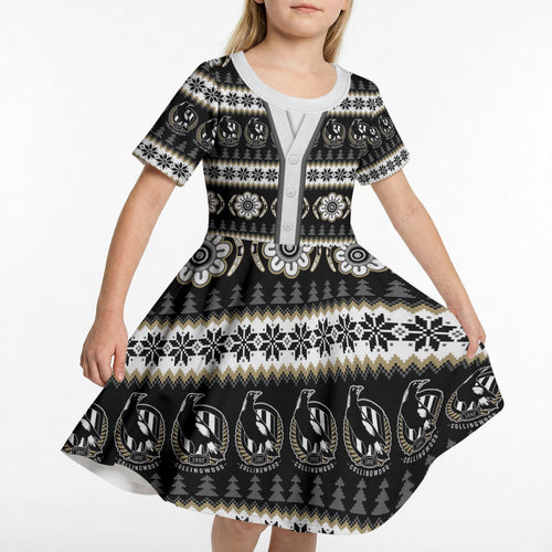 Collingwood Football Christmas Kid Short Sleeve Dress Aboriginal Seamless Cardigan Inspired