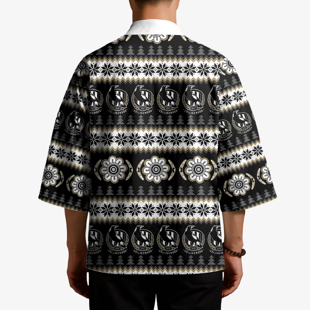 Collingwood Football Christmas Kimono Aboriginal Seamless Cardigan Inspired