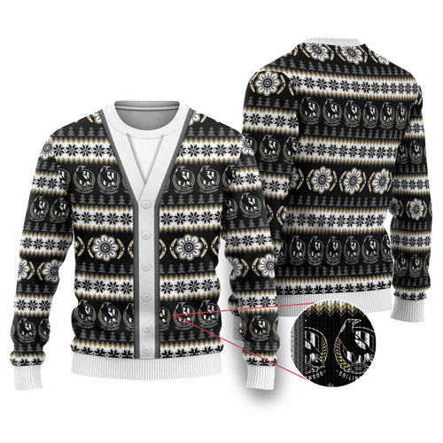 Collingwood Football Christmas Ugly Christmas Sweater Aboriginal Seamless Cardigan Inspired
