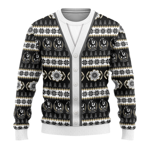 Collingwood Football Christmas Ugly Christmas Sweater Aboriginal Seamless Cardigan Inspired