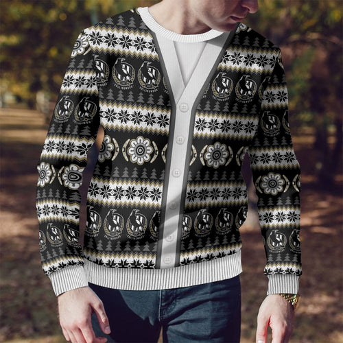 Collingwood Football Christmas Ugly Christmas Sweater Aboriginal Seamless Cardigan Inspired