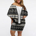 Collingwood Football Christmas Off Shoulder Short Dress Aboriginal Seamless Cardigan Inspired