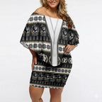 Collingwood Football Christmas Off Shoulder Short Dress Aboriginal Seamless Cardigan Inspired