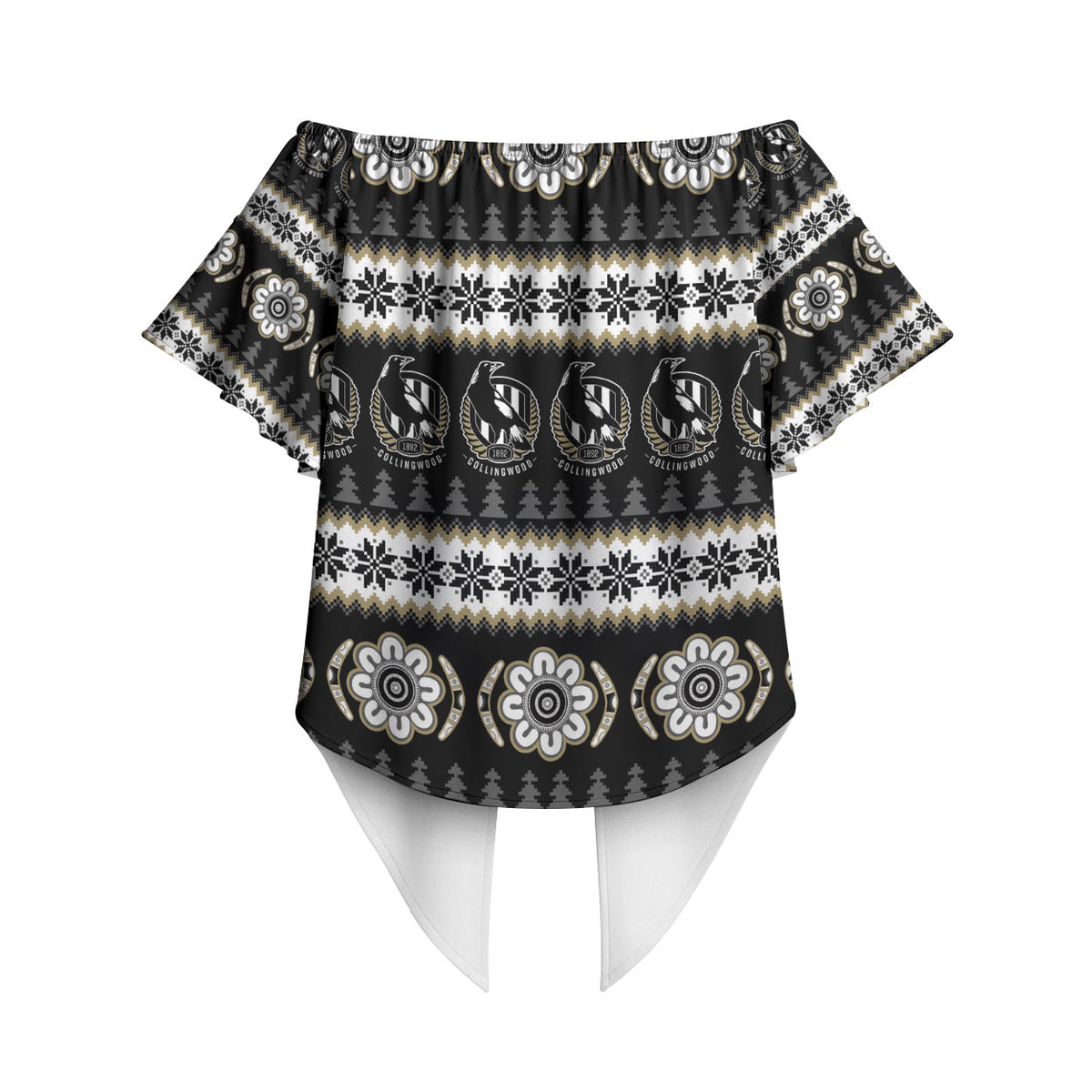 Collingwood Football Christmas Off Shoulder Wrap Waist Top Aboriginal Seamless Cardigan Inspired