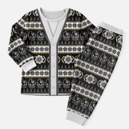 Collingwood Football Christmas Pajama Set Aboriginal Seamless Cardigan Inspired