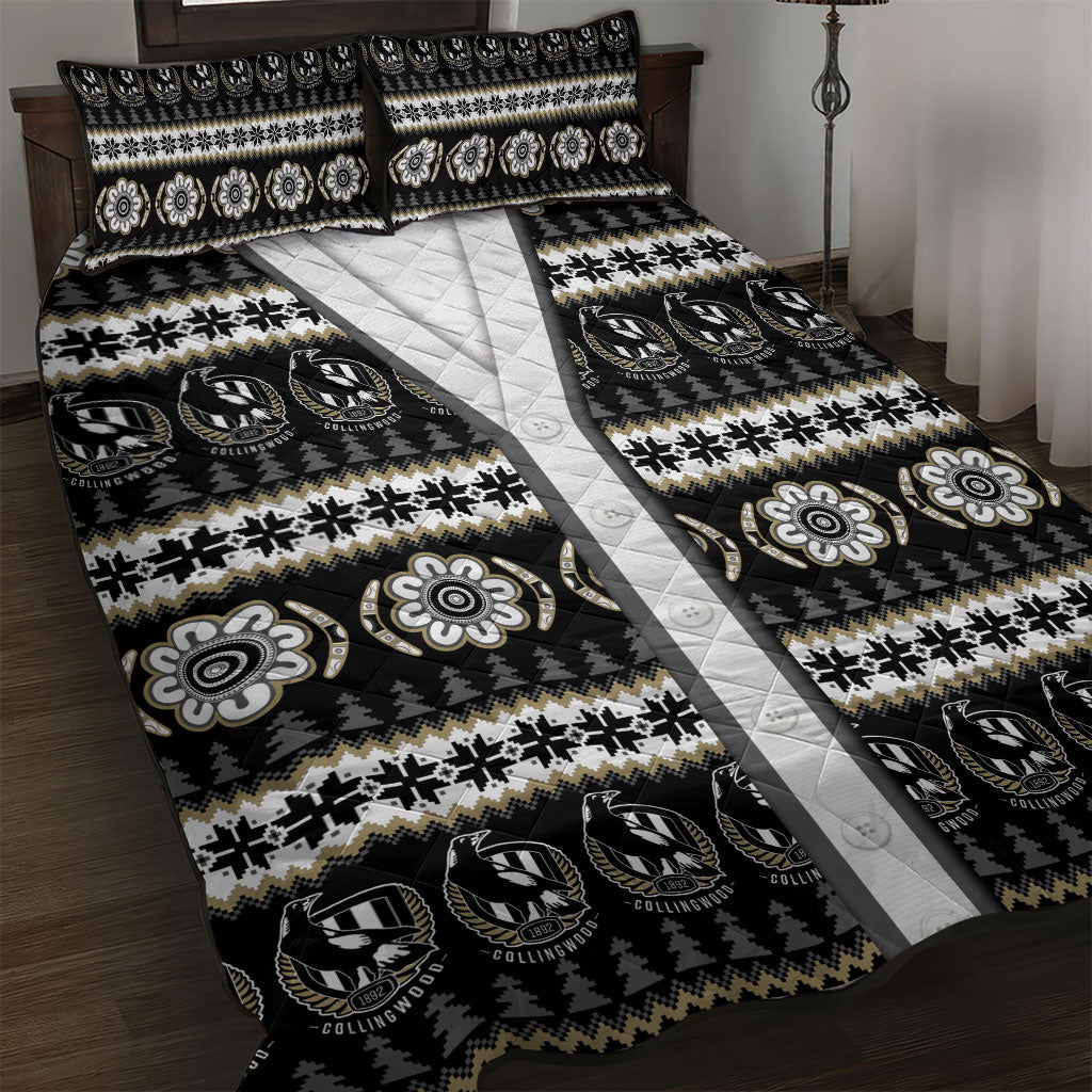Collingwood Football Christmas Quilt Bed Set Aboriginal Seamless Cardigan Inspired