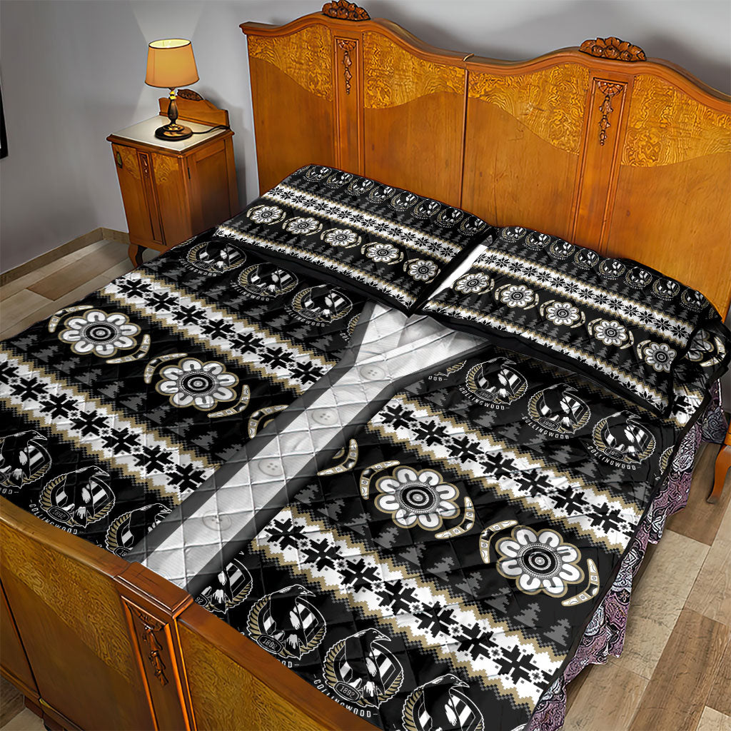 Collingwood Football Christmas Quilt Bed Set Aboriginal Seamless Cardigan Inspired