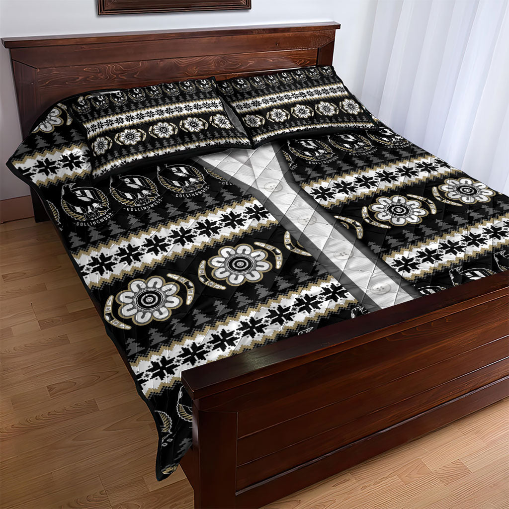 Collingwood Football Christmas Quilt Bed Set Aboriginal Seamless Cardigan Inspired