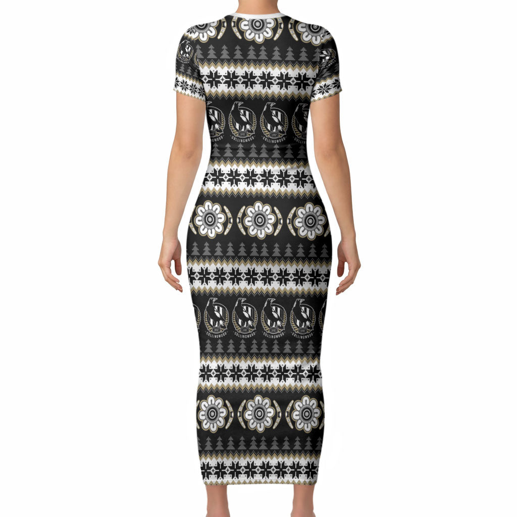 Collingwood Football Christmas Short Sleeve Bodycon Dress Aboriginal Seamless Cardigan Inspired