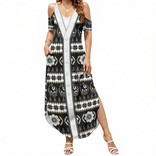 Collingwood Football Christmas Summer Maxi Dress Aboriginal Seamless Cardigan Inspired