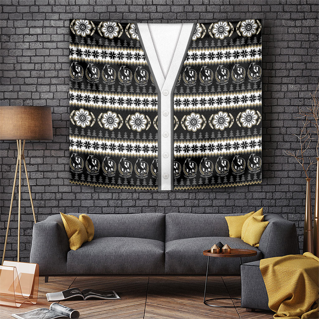 Collingwood Football Christmas Tapestry Aboriginal Seamless Cardigan Inspired