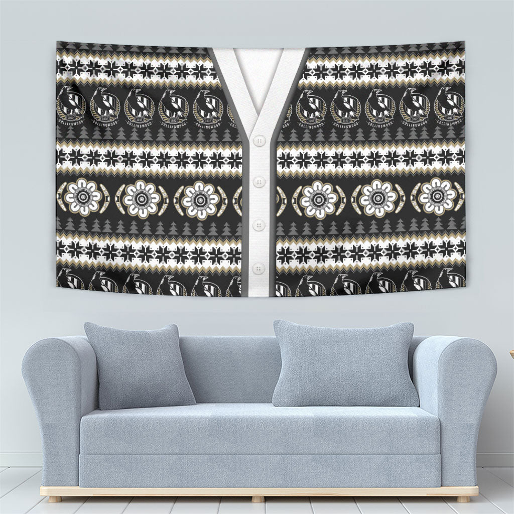 Collingwood Football Christmas Tapestry Aboriginal Seamless Cardigan Inspired