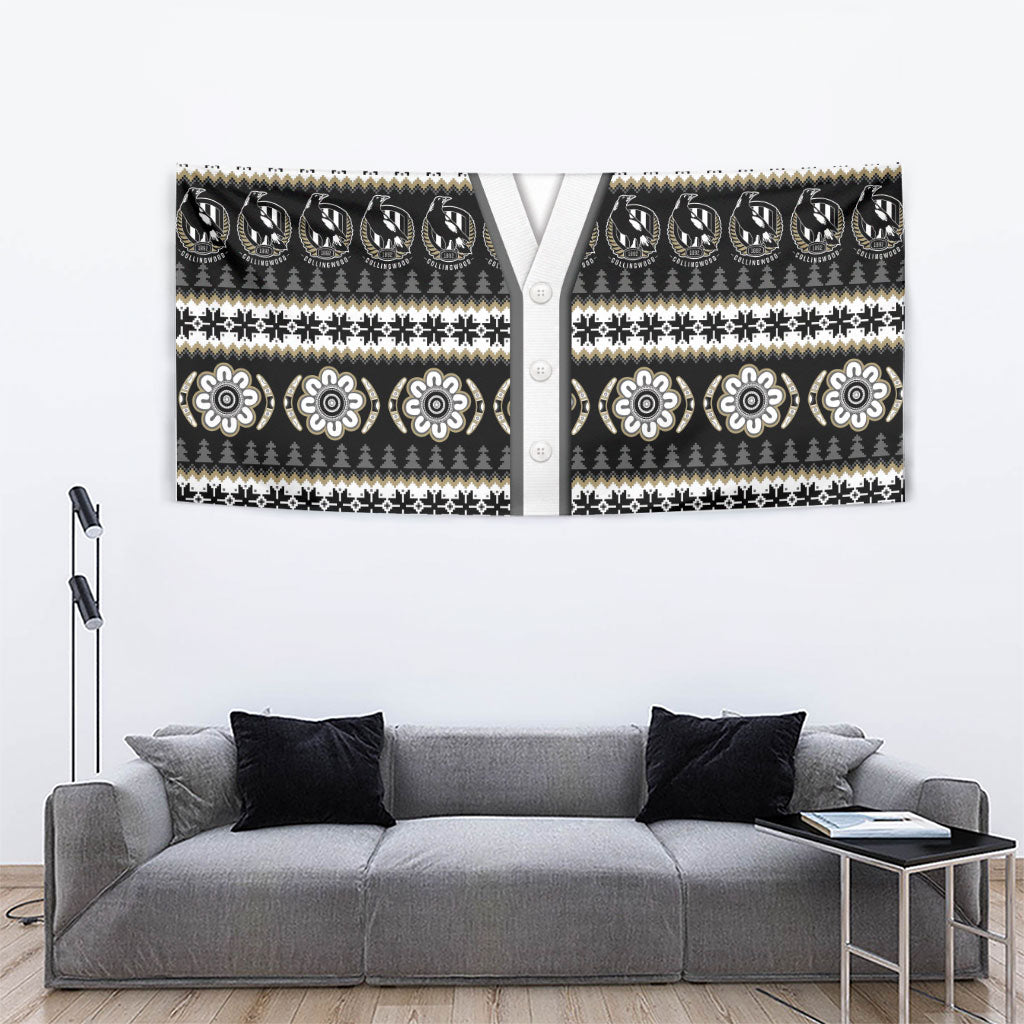 Collingwood Football Christmas Tapestry Aboriginal Seamless Cardigan Inspired