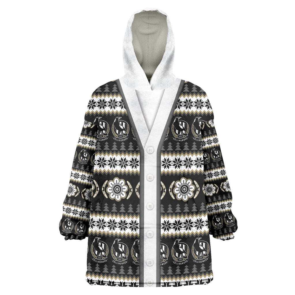 Collingwood Football Christmas Wearable Blanket Hoodie Aboriginal Seamless Cardigan Inspired