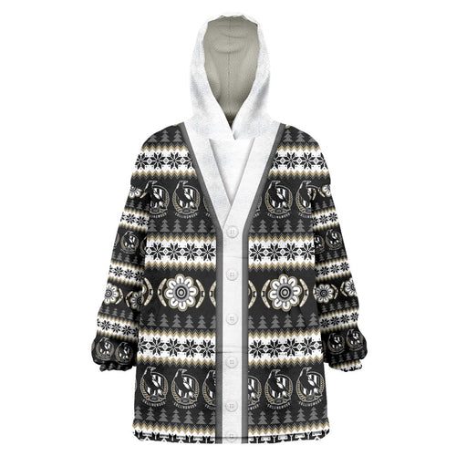 Collingwood Football Christmas Wearable Blanket Hoodie Aboriginal Seamless Cardigan Inspired