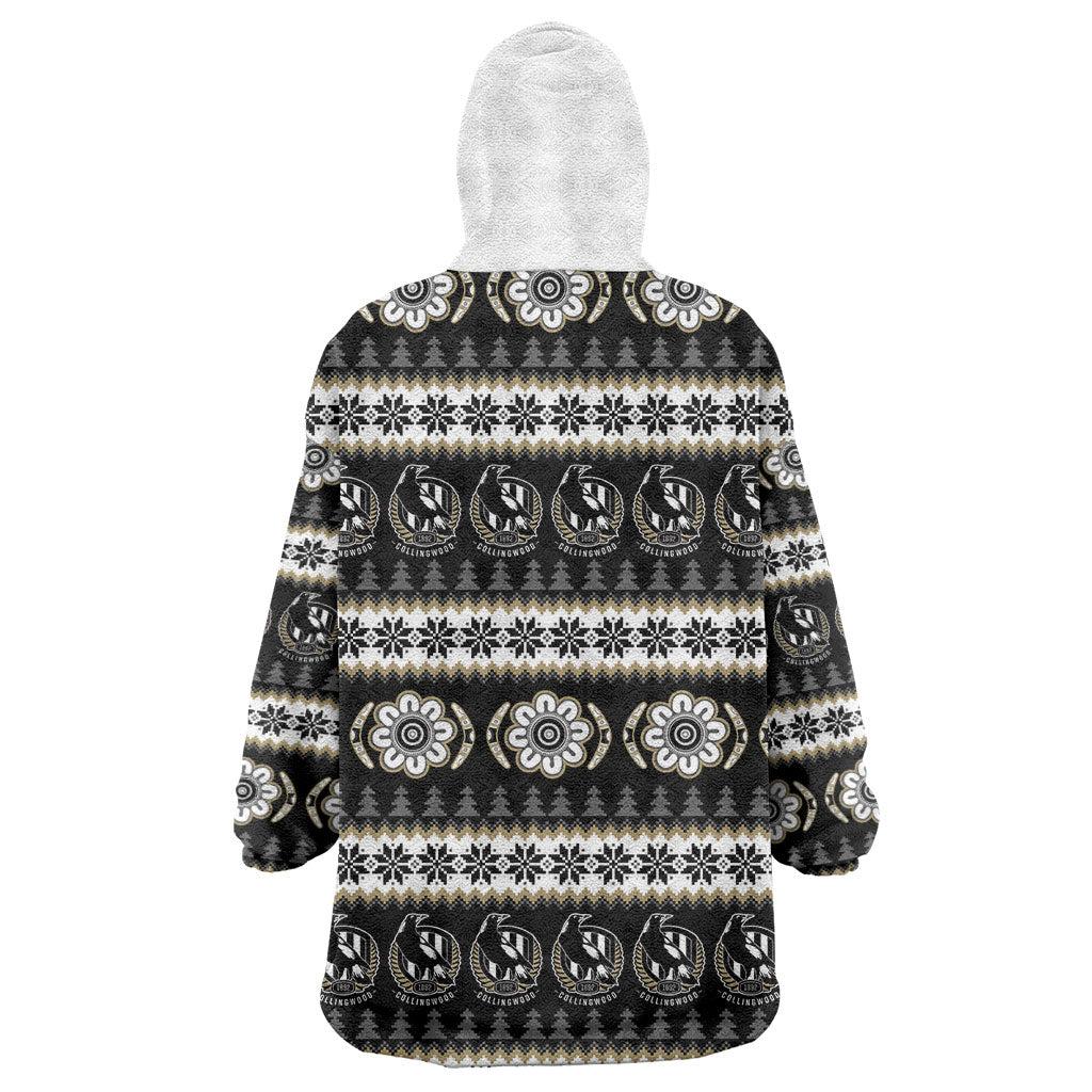 Collingwood Football Christmas Wearable Blanket Hoodie Aboriginal Seamless Cardigan Inspired