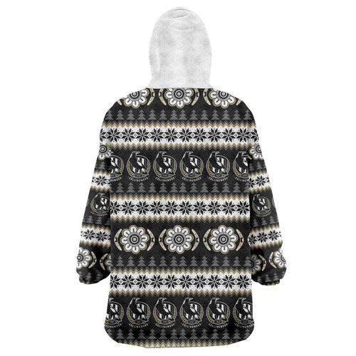Collingwood Football Christmas Wearable Blanket Hoodie Aboriginal Seamless Cardigan Inspired