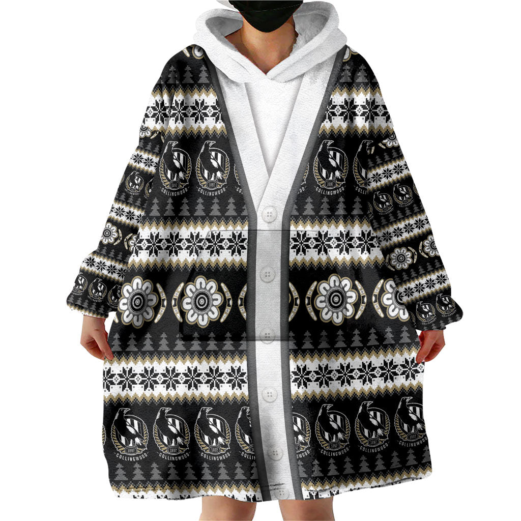 Collingwood Football Christmas Wearable Blanket Hoodie Aboriginal Seamless Cardigan Inspired