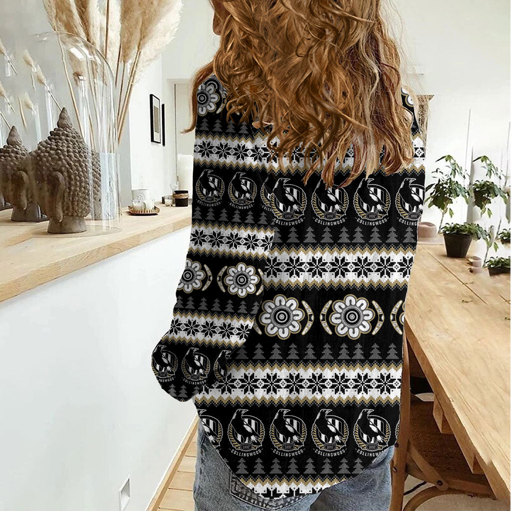 Collingwood Football Christmas Women Casual Shirt Aboriginal Seamless Cardigan Inspired