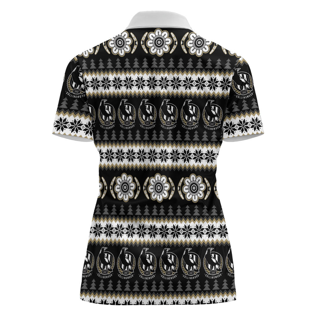 Collingwood Football Christmas Women Polo Shirt Aboriginal Seamless Cardigan Inspired