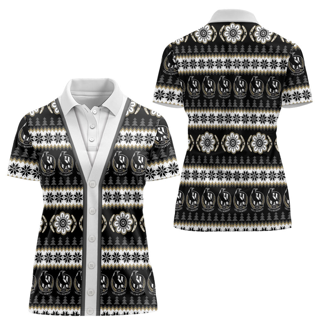 Collingwood Football Christmas Women Polo Shirt Aboriginal Seamless Cardigan Inspired