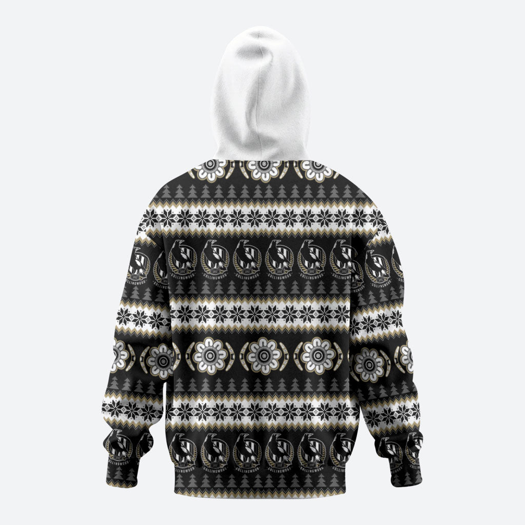Collingwood Football Christmas Zip Hoodie Aboriginal Seamless Cardigan Inspired