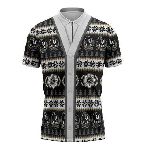 Collingwood Football Christmas Zipper Polo Shirt Aboriginal Seamless Cardigan Inspired