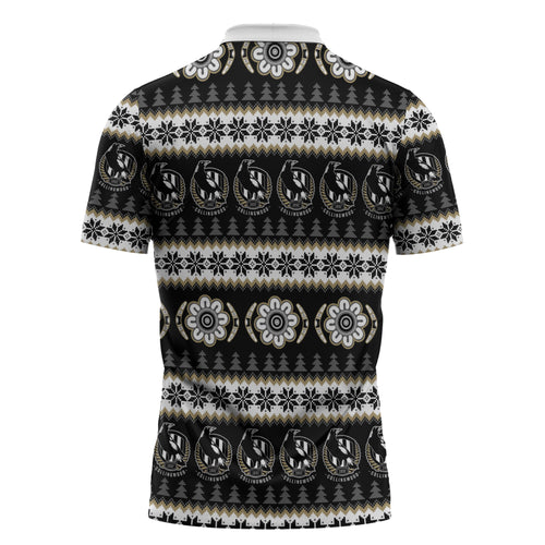 Collingwood Football Christmas Zipper Polo Shirt Aboriginal Seamless Cardigan Inspired