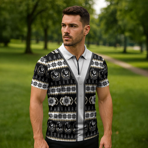 Collingwood Football Christmas Zipper Polo Shirt Aboriginal Seamless Cardigan Inspired