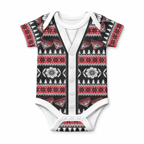 Essendon Football Christmas Baby Onesie Aboriginal Seamless Cardigan Inspired