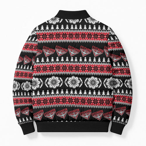 Essendon Football Christmas Bomber Puffer Jacket Aboriginal Seamless Cardigan Inspired