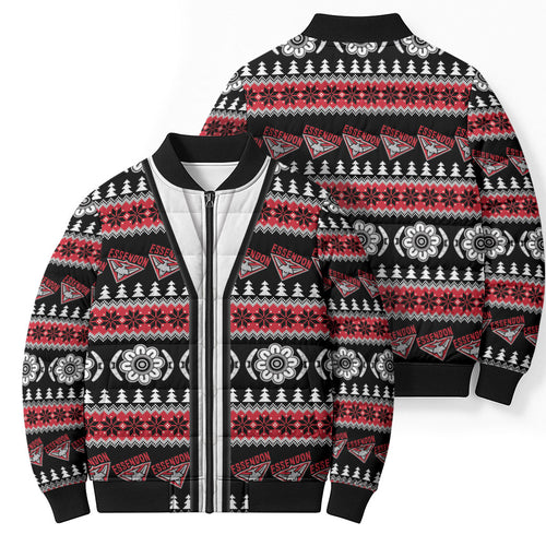 Essendon Football Christmas Bomber Puffer Jacket Aboriginal Seamless Cardigan Inspired