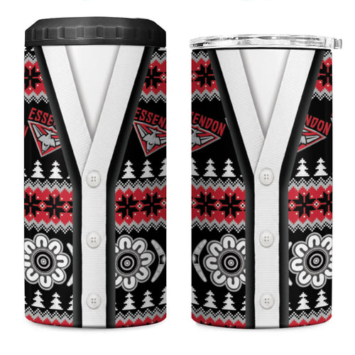 Essendon Football Christmas 4 in 1 Can Cooler Tumbler Aboriginal Seamless Cardigan Inspired