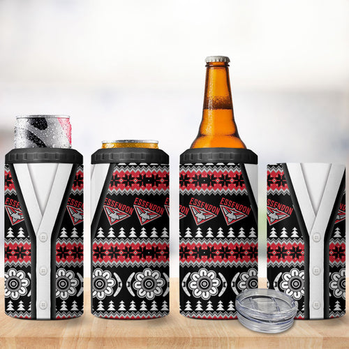 Essendon Football Christmas 4 in 1 Can Cooler Tumbler Aboriginal Seamless Cardigan Inspired