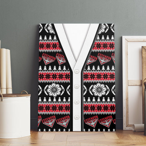 Essendon Football Christmas Canvas Wall Art Aboriginal Seamless Cardigan Inspired
