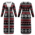 Essendon Football Christmas Couples Matching Long Sleeve Bodycon Dress and Hawaiian Shirt Aboriginal Seamless Cardigan Inspired