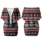 Essendon Football Christmas Couples Matching Off Shoulder Short Dress and Long Sleeve Button Shirt Aboriginal Seamless Cardigan Inspired