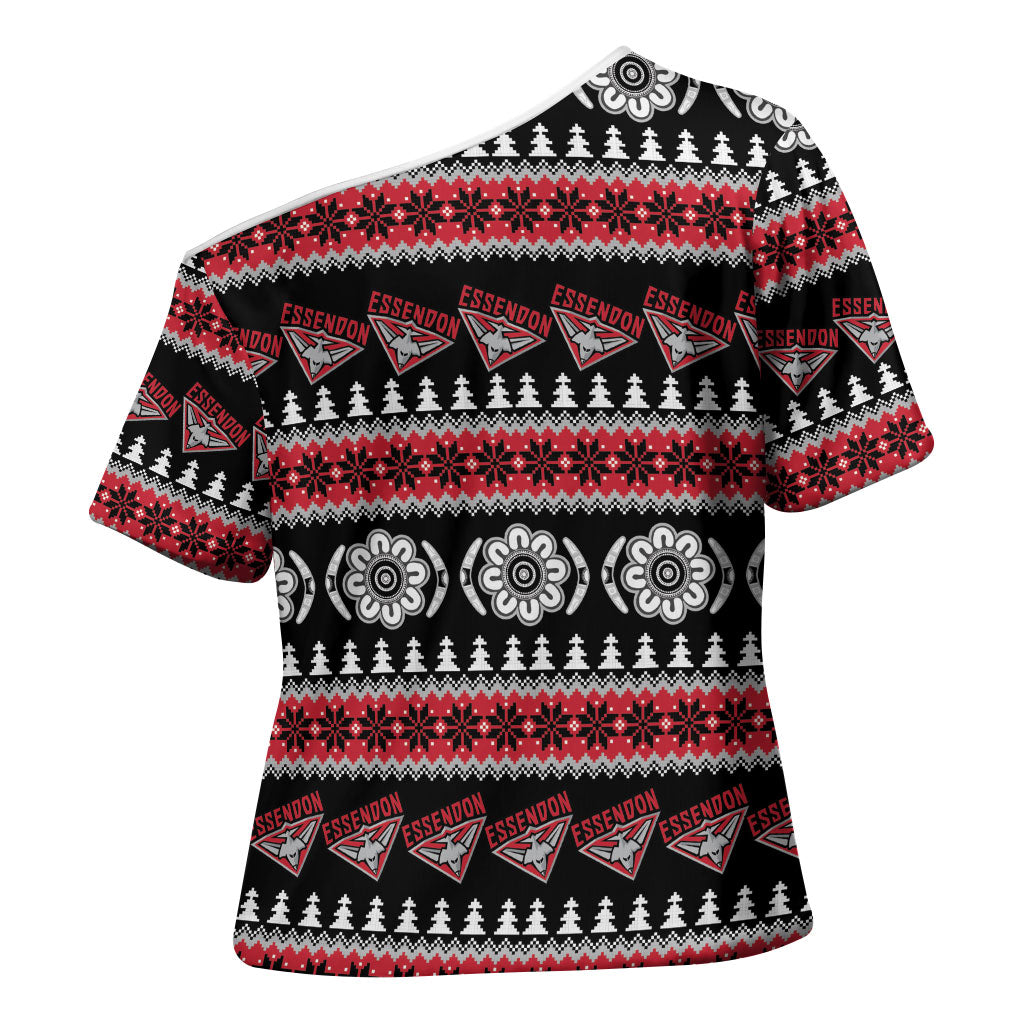 Essendon Football Christmas Cross Shoulder Shirt Aboriginal Seamless Cardigan Inspired