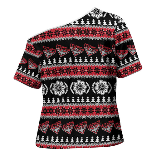 Essendon Football Christmas Cross Shoulder Shirt Aboriginal Seamless Cardigan Inspired
