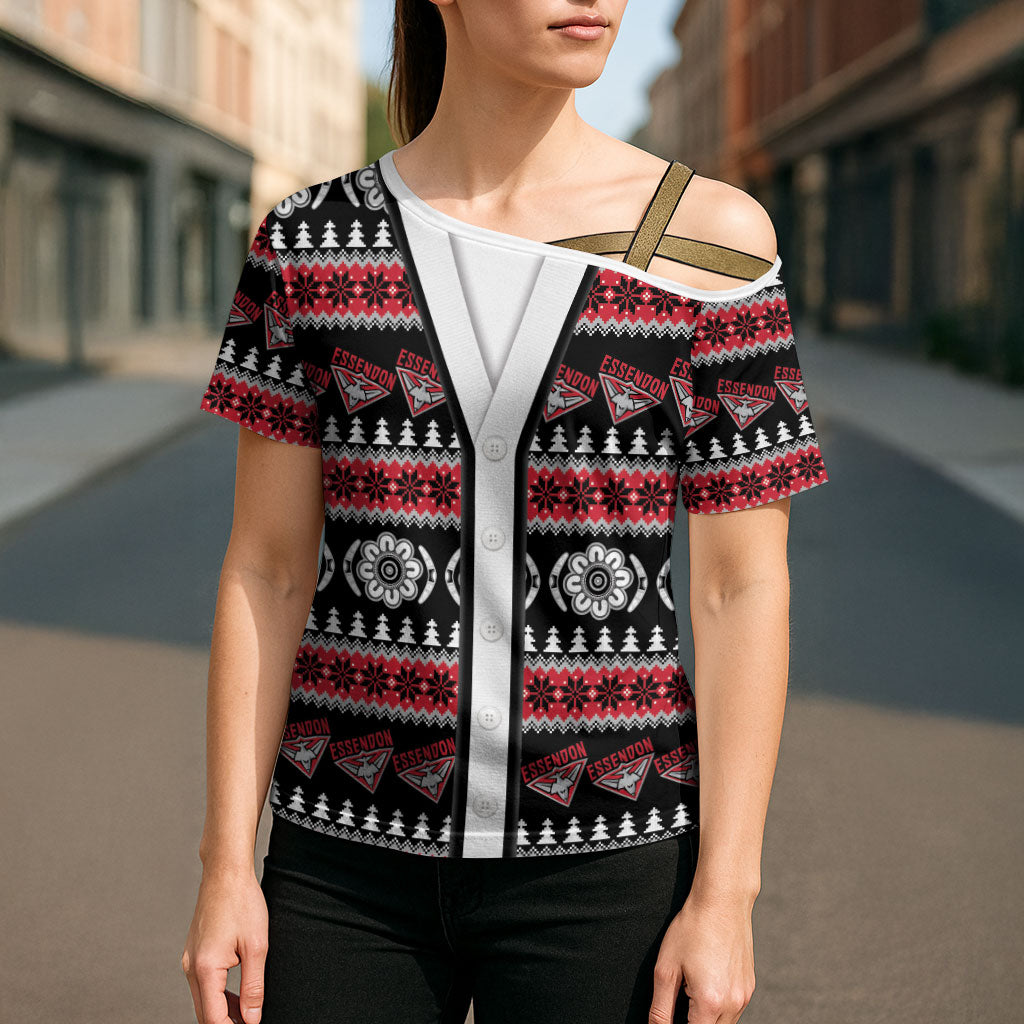 Essendon Football Christmas Cross Shoulder Shirt Aboriginal Seamless Cardigan Inspired