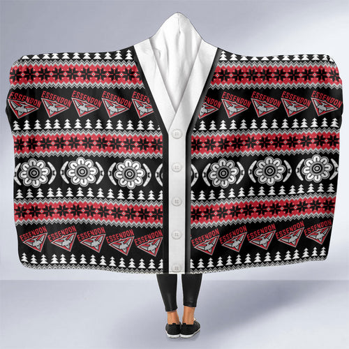 Essendon Football Christmas Hooded Blanket Aboriginal Seamless Cardigan Inspired