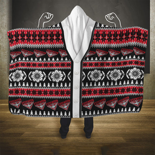 Essendon Football Christmas Hooded Blanket Aboriginal Seamless Cardigan Inspired