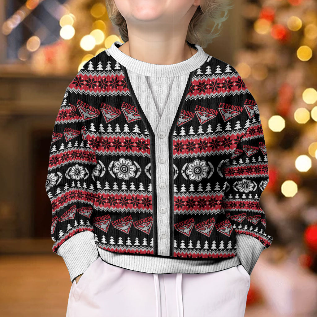 Essendon Football Christmas Kid Ugly Christmas Sweater Aboriginal Seamless Cardigan Inspired