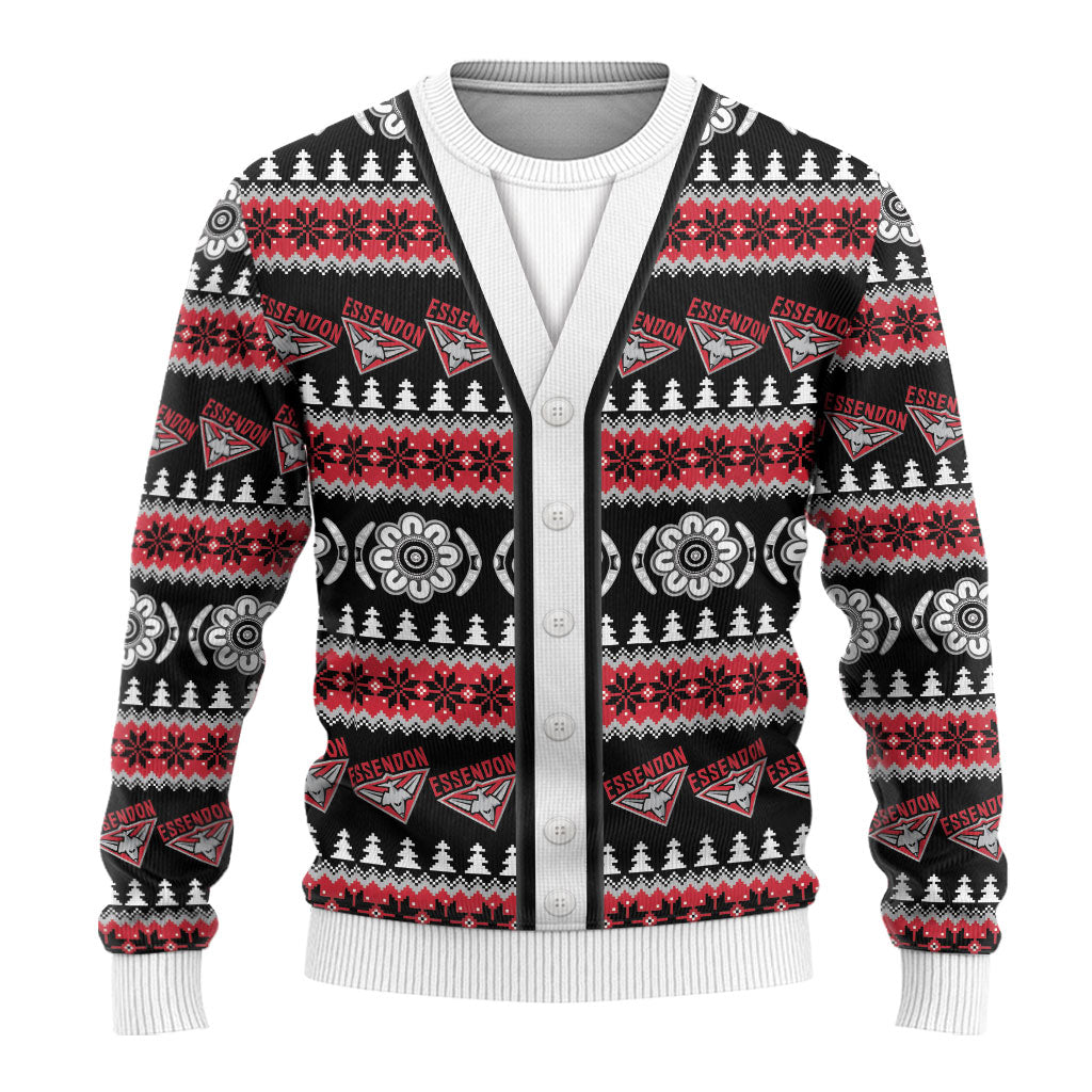Essendon Football Christmas Ugly Christmas Sweater Aboriginal Seamless Cardigan Inspired