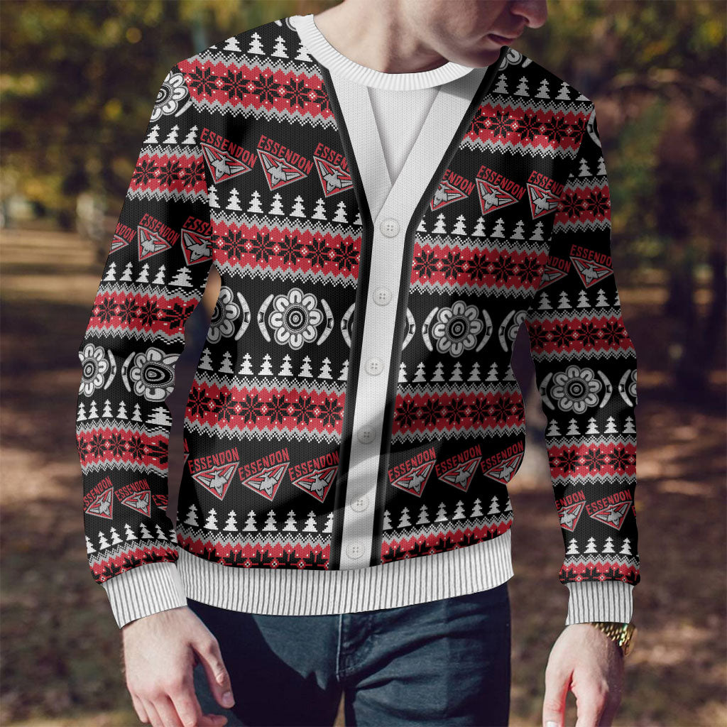 Essendon Football Christmas Ugly Christmas Sweater Aboriginal Seamless Cardigan Inspired