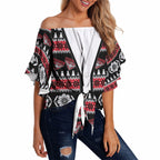 Essendon Football Christmas Off Shoulder Wrap Waist Top Aboriginal Seamless Cardigan Inspired